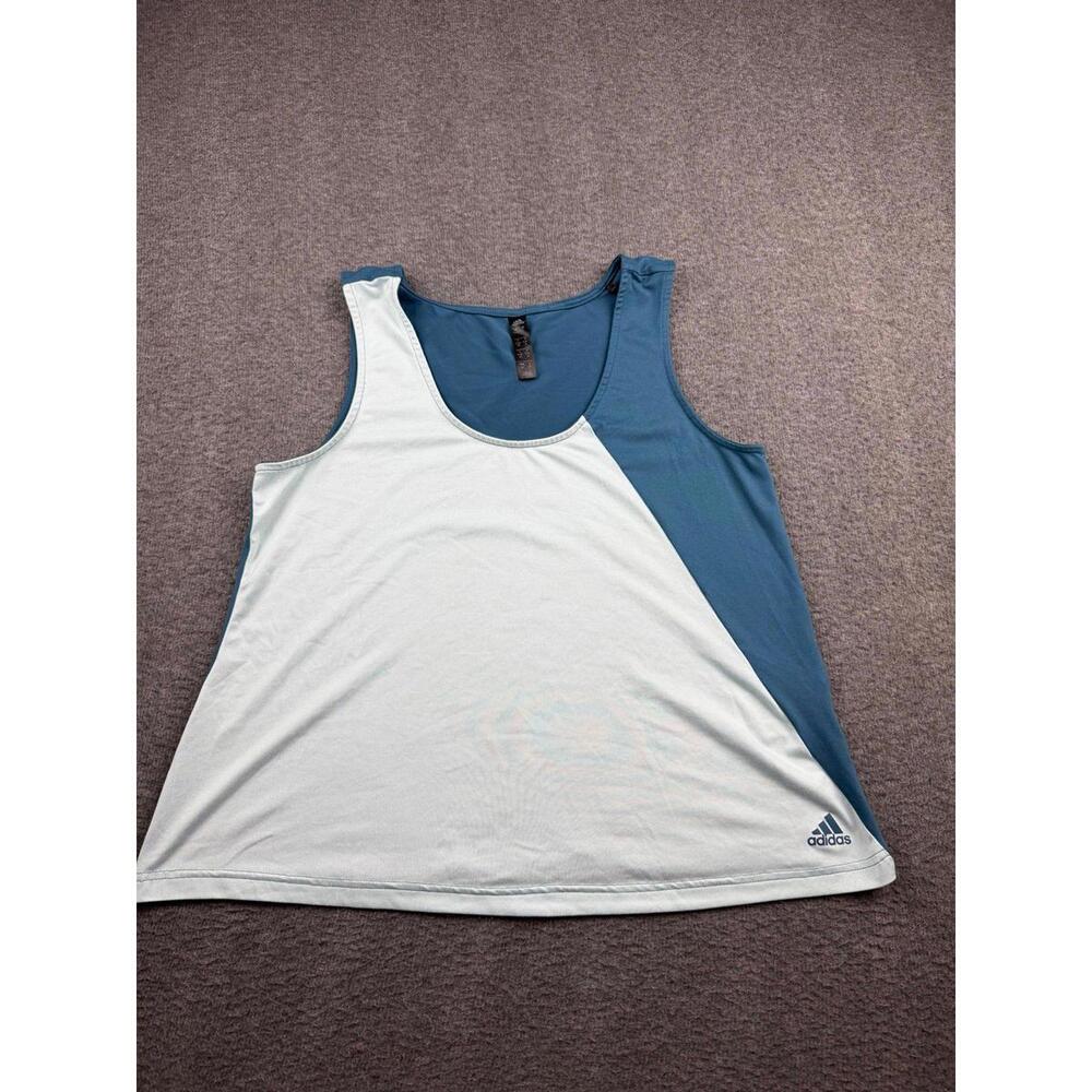 Adidas Women's S Colorblock Tank Top Sleeveless Athletic Gym Shirt Blue White
